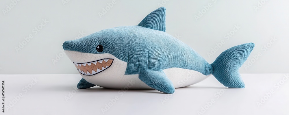 Canvas Prints Blue Plush Shark Toy.