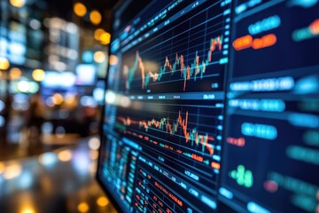 Dynamic Stock Market Trends Visualized on a Computer Screen in a Thriving Trading Environment