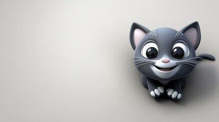 Fototapeta premium A cartoon cat is smiling and looking at the camera