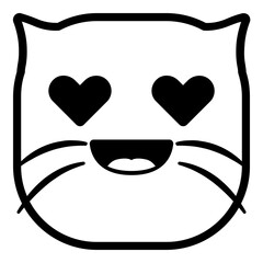 Heart Eyes Cat Emoji. Simple Animal Head Icon.