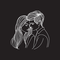 line art wedding husband wife, Mordan, kissing and romantic couple vector design.