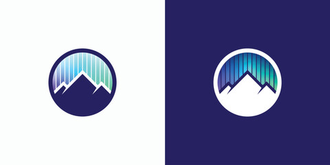 A combination logo that combines the shape of a mountain, and aurora light. Icon for business, outdoor, travel, and personal branding.