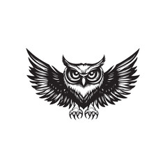 Owl silhouette, cartoon cute owl sitting on branch switch Board Wall decal Sticker, wall art decor, kids wall artwork isolated on white background, Wall decals and minimalist poster design, owl icon, 