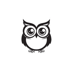 Owl silhouette, cartoon cute owl sitting on branch switch Board Wall decal Sticker, wall art decor, kids wall artwork isolated on white background, Wall decals and minimalist poster design, owl icon, 