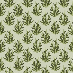 Cute little green branch pattern nursery background, hand draw green lovely wallpaper