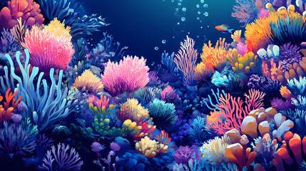 Vibrant underwater coral garden. Coral Garden. Illustration