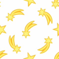 Classics Seamless Christmas Big Star Tail Pattern with White Background