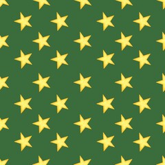 Classics Seamless Christmas Star Pattern with Green Background