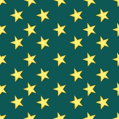 Classics Seamless Christmas Star Pattern with Blue Green Background