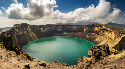 Volcanic crater lake photography. Volcanic Crater. Illustration