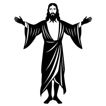 black jesus christ open arms pose clip art preview