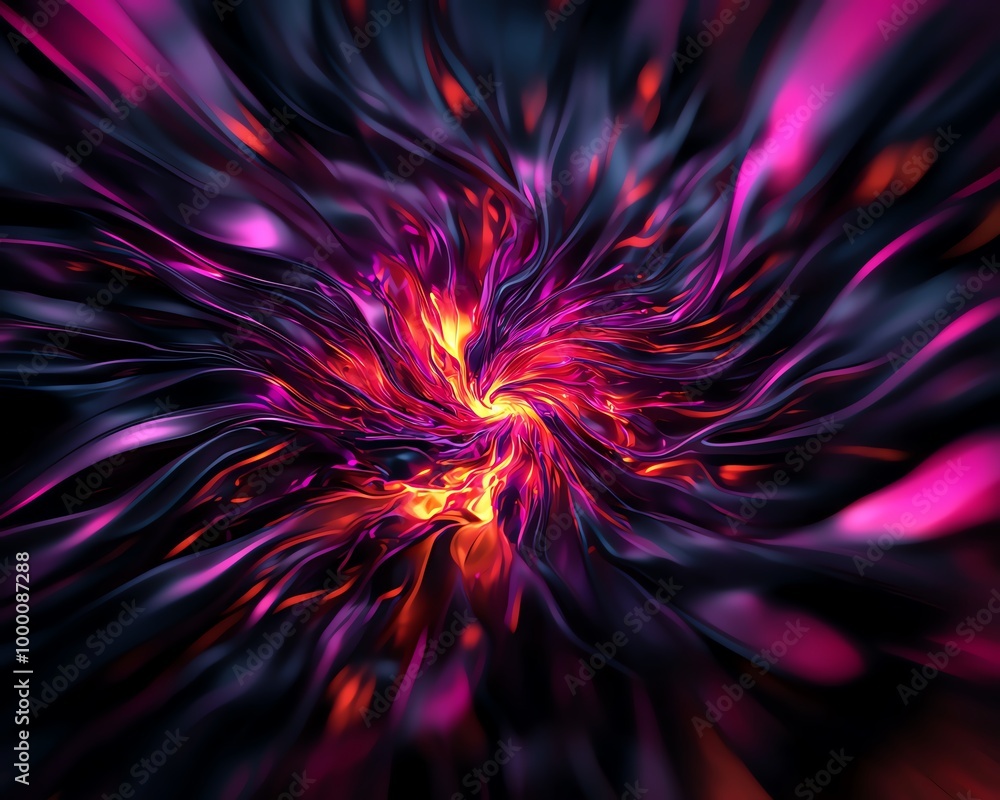 Poster abstract vibrant swirl with neon colors, creating a dynamic and mesmerizing visual effect, perfect f