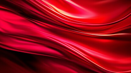 Obraz premium Abstract smooth red silk waves background. Vibrant flowing fabric texture. Elegant and luxurious design ideal for backgrounds and presentations.