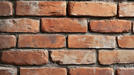 Textured Red Brick Wall with Mortar