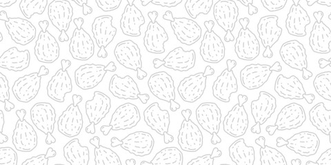 fried chicken seamless pattern background. doodle fried chicken pattern background. Fried chicken doodle pattern. fast food background. Chicken leg seamless pattern. Chicken drumstick pattern