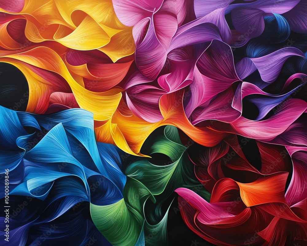 Poster vibrant abstract digital artwork with flowing colors and dynamic shapes, perfect for modern design a