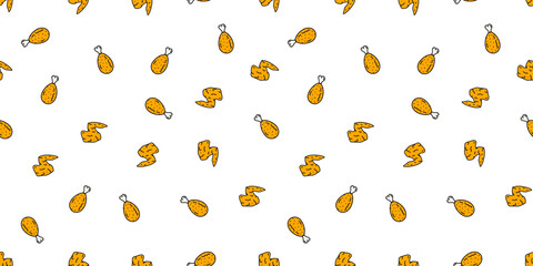 fried chicken seamless pattern background. doodle fried chicken pattern background. Fried chicken doodle pattern. fast food background.
