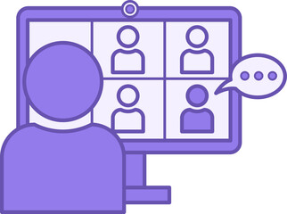 Online Class Color Icon. Vector Icon. Video Lesson on Computer, Online Student Learning. Online Education Concept