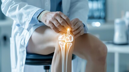 Obraz premium 15 Closeup of a doctor s hand using a reflex hammer on a patient s knee, reflex test, neurological exam