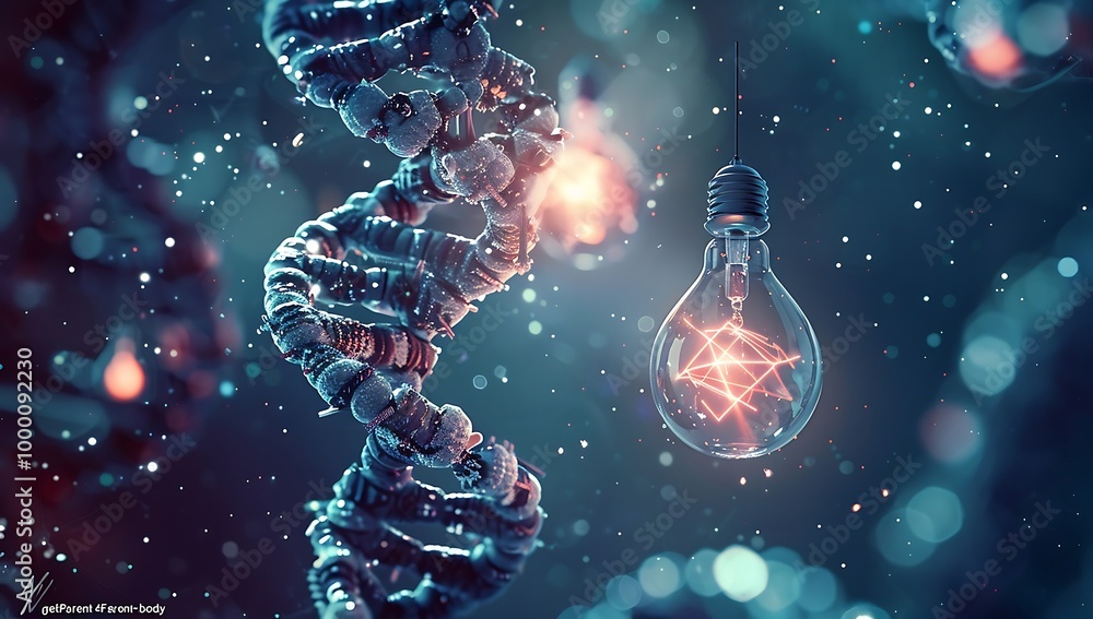 Poster science background image with dna molecule research concept. 3d rendering toned image