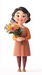 Teacher Holding Bouquet of Flowers, Teacher's Day