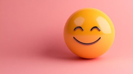 Fototapeta premium A smiling yellow ball on a pink background