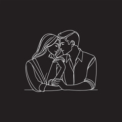 line art wedding husband wife, Mordan, kissing and romantic couple vector design.