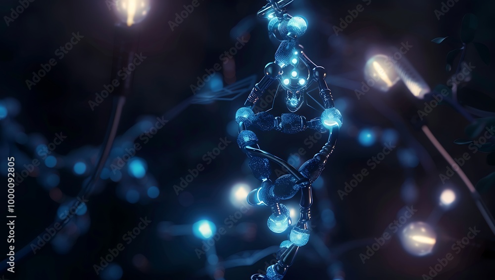 Poster science background image with dna molecule research concept. 3d rendering toned image