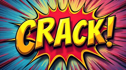 Fototapeta premium Bright colorful comic book style crack word explosion