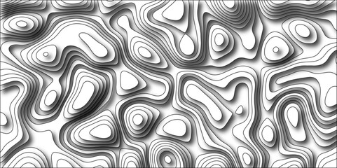 Abstract Topographic map with Geographic mountain relief. Multi layered paper art waves background & Metal plates concept. Vector Topographic canyon geometric texture with curved layers & beautiful