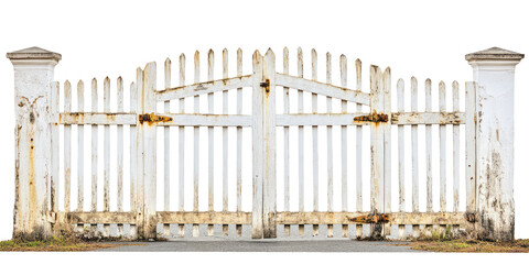 Fototapeta premium Picket Gate isolated Png, transparent without background.