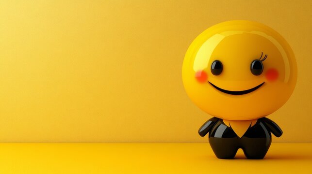A smiling yellow face is on a yellow background