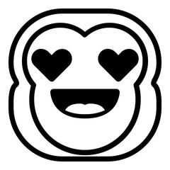 Heart Eyes Monkey Emoji. Simple Ape Smiley Icon.