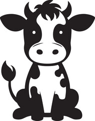 Cute cartoon-style silhouette cow vector art illustration on a white background