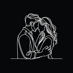 line art wedding husband wife, Mordan, kissing and romantic couple vector design.