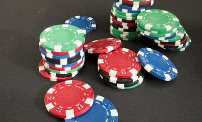 The place of a poker player: cards, chips and money