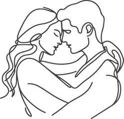 line art wedding husband wife, Mordan, kissing and romantic couple vector design.