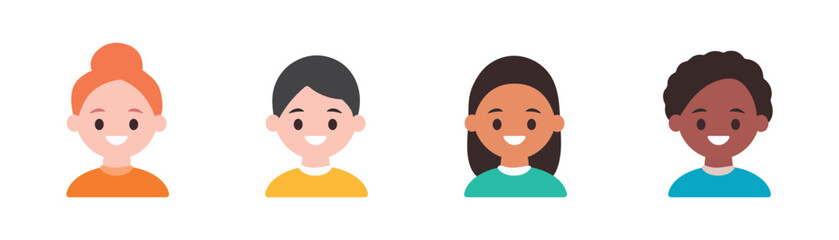 kids avatar set flat vector design