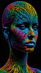 Naklejka premium Abstraktion Neon Verflechtung von Gedanken 9х16. Hintergrund für das Design 1.