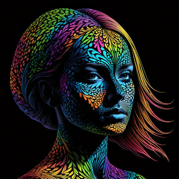 Abstraktion Neon Verflechtung von Gedanken 1х1. Hintergrund f&uuml;r das Design 6.