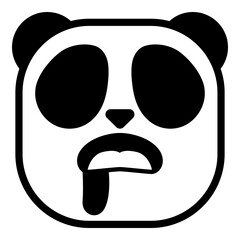 Drooling Face Panda Emoji. Simple Animal Head Smiley Icon.