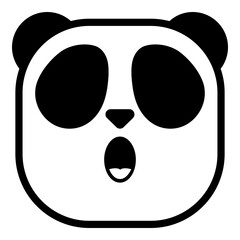 Naklejka premium Wow Panda Emoji. Simple Animal Head Smiley Icon.