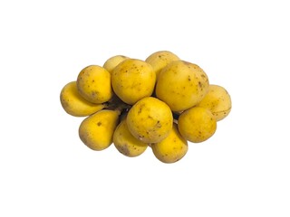 Long Kong isolated on white background. Lansium domesticum. Langsat. Tropical fruit. Thai fruit