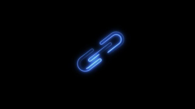 Link simple icon. Flat design. neon on black background.work linker icon