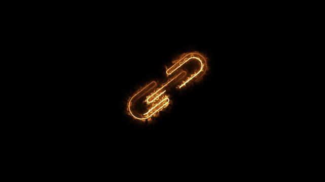 Link simple icon. Flat design. neon on black background.work linker icon