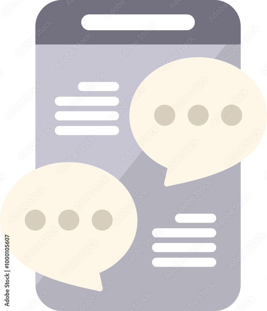 Poster smartphone displaying chat bubbles exchanging messages, symbolizing online communication and instant