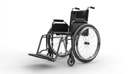 A simple yet detailed image of a wheelchair, isolated on a white background, offering a clear and professional product view