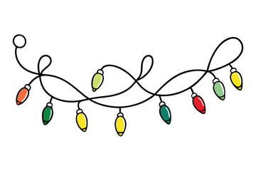 Christmas lights illustration on white background.