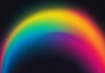 Grainy noisy background, abstract color gradient shape, vibrant glowing rainbow yellow green pink blue black noise texture banner design