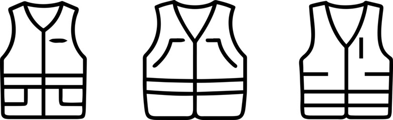 set of firefighter safety vest suit uniform icon vector illustration